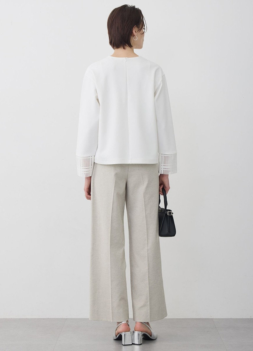 空蕾絲圓領長袖棉衫